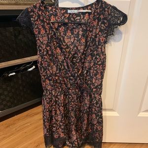 Red and black kimchi blue floral wrap romper small